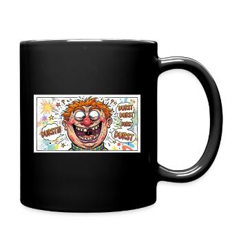 Durst-Karikatur Comicgesicht - Tasse einfarbig - Schwarz - Rechts