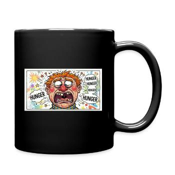 Caricature de la faim : Look explosif de dessin animé - Mug uni - noir - Droite