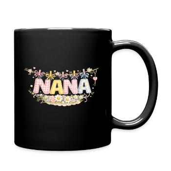 Nana Flowers and Pastel | Original Granny Gift - Full Colour Mug - black - Right