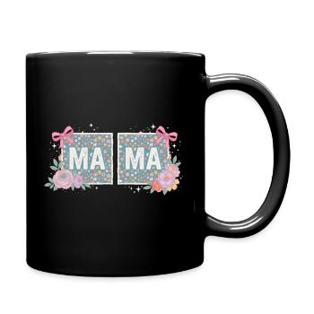 MAMA Carrés Fleuris et Nœuds Roses | Rétro - Mug uni - noir - Droite