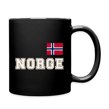 NORWEGN - NORGE Trikot Look - Flagge auf der Brust - Tasse einfarbig - Schwarz - Rechts