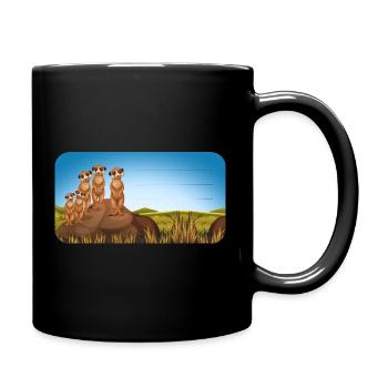 Buchaufkleber Erdmännchen am Felsen in der Savanne - Tasse einfarbig - Schwarz - Rechts