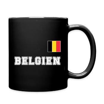 BELGIEN Trikot Look - Nationalflagge Fahne Flagge - Tasse einfarbig - Schwarz - Rechts
