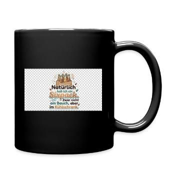 Natürlich Sixpack Kühlschrank Spruch - Tasse einfarbig - Schwarz - Rechts