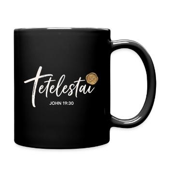 Tetelestai - John 19:30 - Kalligrafie Kreuz - Tasse einfarbig - Schwarz - Rechts