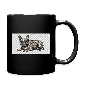 Ornate Bulldog Tattoo Muster - Tasse einfarbig - Schwarz - Rechts