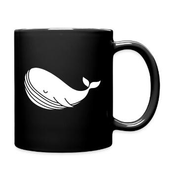 Whale silhouette minimalist sea motif - Full Colour Mug - black - Right