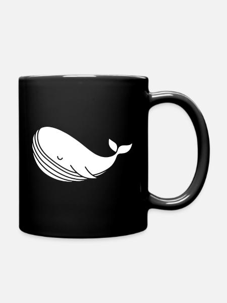 Wal Silhouette minimalistisches Meeresmotiv - Tasse einfarbig - Schwarz