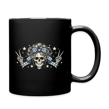 Skull with Plaid Band - Full Colour Mug - black - Right