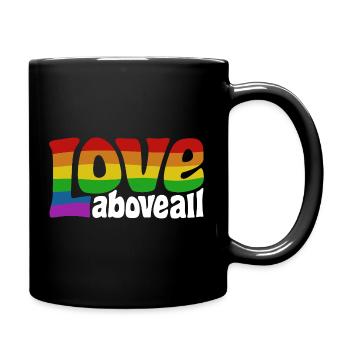 L’amour par-dessus tout | Design de la fierté arc-en-ciel - Mug uni - noir - Droite