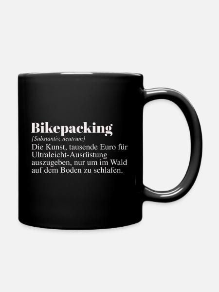 Bikepacking Duden Spruch - Tasse einfarbig - Schwarz