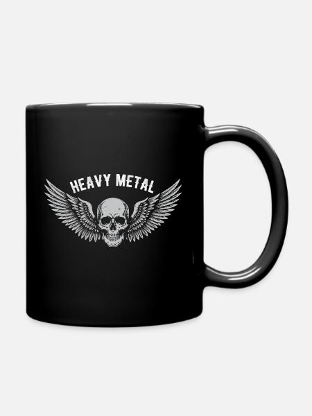 Schwere Metall-Schädelflügel - Tasse einfarbig - Schwarz