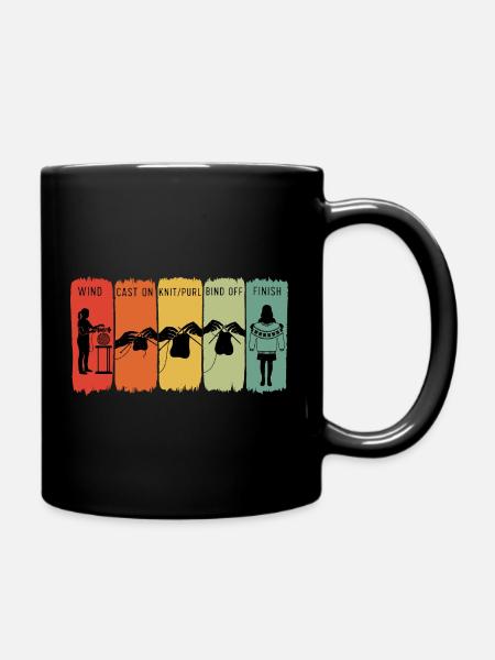 Retro Strickschritte Windanschlag Rechts rechts rechts - Tasse einfarbig - Schwarz