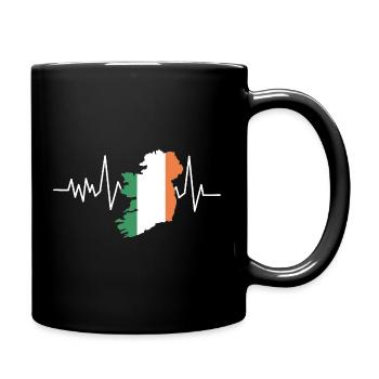Herzschlag Irland Flagge - Tasse einfarbig - Schwarz - Rechts