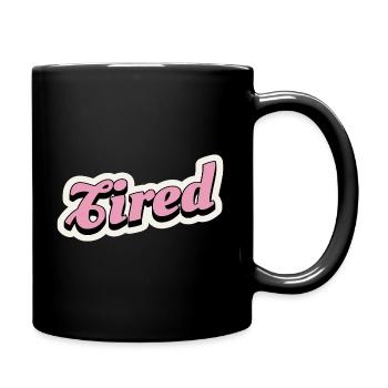 Tired Pink Retro Script Logo - Tasse einfarbig - Schwarz - Rechts