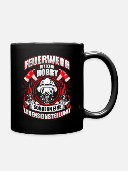 Feuerwehr Hobby - Tasse einfarbig - Schwarz