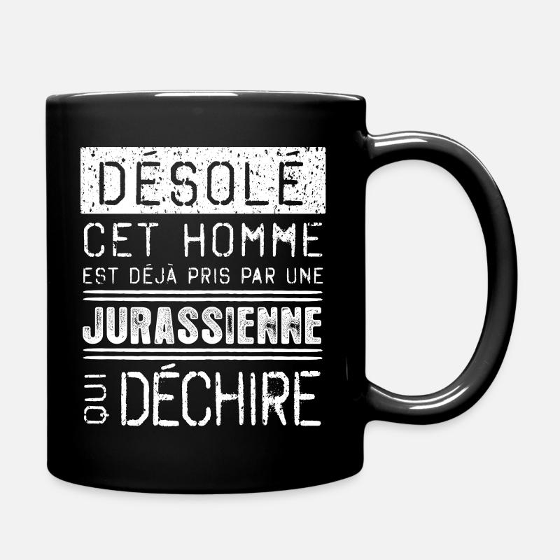 désolé c'est homme est pris par une jurassienne - Mug uni - noir