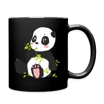 der niedliche Panda - Tasse einfarbig - Schwarz - Rechts