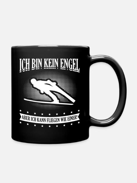 Skifahrer Skiflug Skisprung Skigebiet Skispringer - Tasse einfarbig - Schwarz