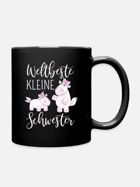 Weltbeste Kleine Schwester Einhorn rosa Geschwiste - Tasse einfarbig - Schwarz