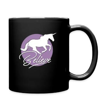 Einhorn - Tasse einfarbig - Schwarz - Rechts