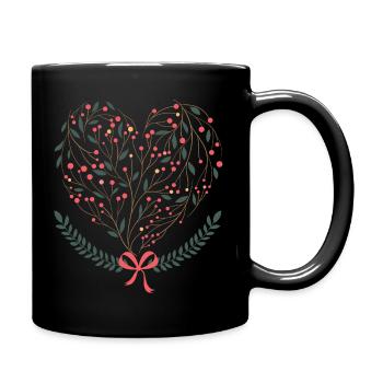 Flowers heart | Nature decoration sheets gift - Full Colour Mug - black - Right