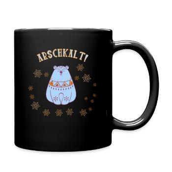 Christmas bear ass-cold snow beautiful - Full Colour Mug - black - Right