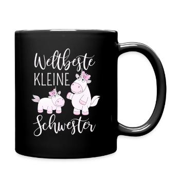 Weltbeste Kleine Schwester Einhorn rosa Schwestern - Tasse einfarbig - Schwarz - Rechts
