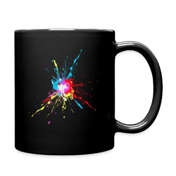 Farbspritzer Farbkleckse bunt cool fun Farbe - Tasse einfarbig - Schwarz - Rechts