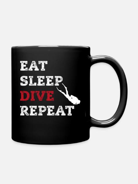 Eat,sleep,dive Repeat - Tasse einfarbig - Schwarz