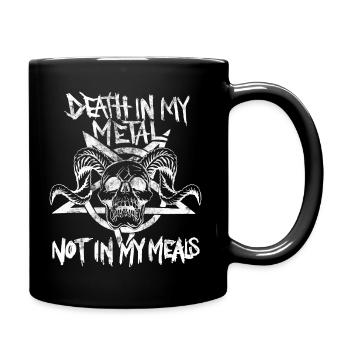 Vegan Metalhead. Death in metal, not in my meals - Tasse einfarbig - Schwarz - Rechts