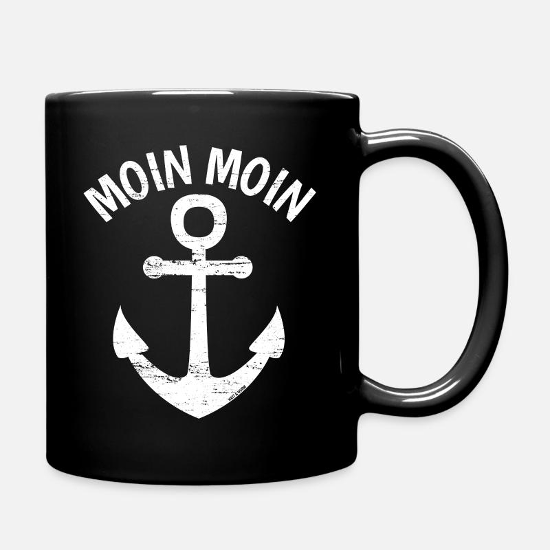 Moin Moin mit Anker (Vintage) - Tasse einfarbig - Schwarz