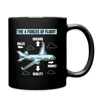 The Four 4 Forces Of Flight - Quote Gift T-Shirt - Full Colour Mug - black - Right
