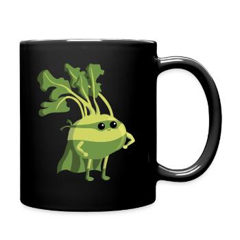 Kohlrabi Gemüse Superfood Vegetarier Vegan Held - Tasse einfarbig - Schwarz - Rechts