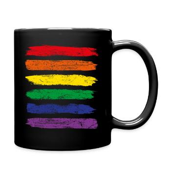 Regenbogenfahne Flagge LGBT CSD schwul lesbisch - Tasse einfarbig - Schwarz - Rechts