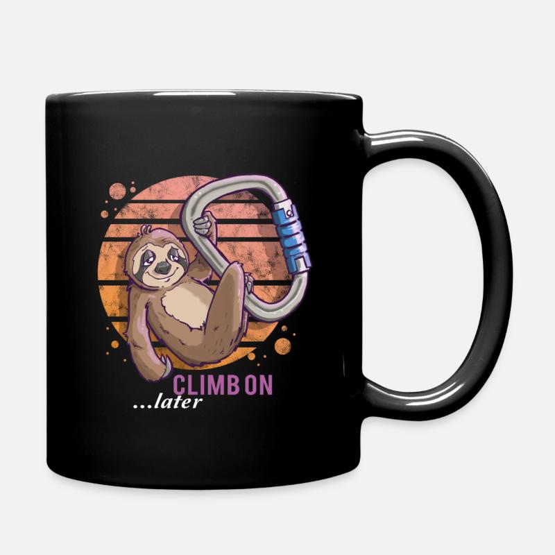 Climbing Sloth T-Shirt Bouldering Climbing - Full Colour Mug - black
