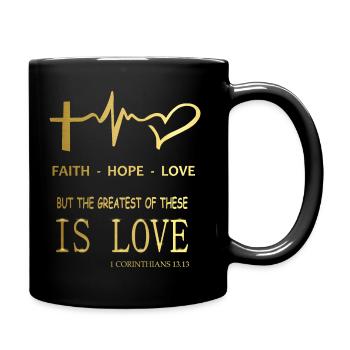 GLAUBE HOFFNUNG LIEBE - GOLD - Tasse einfarbig - Schwarz - Rechts