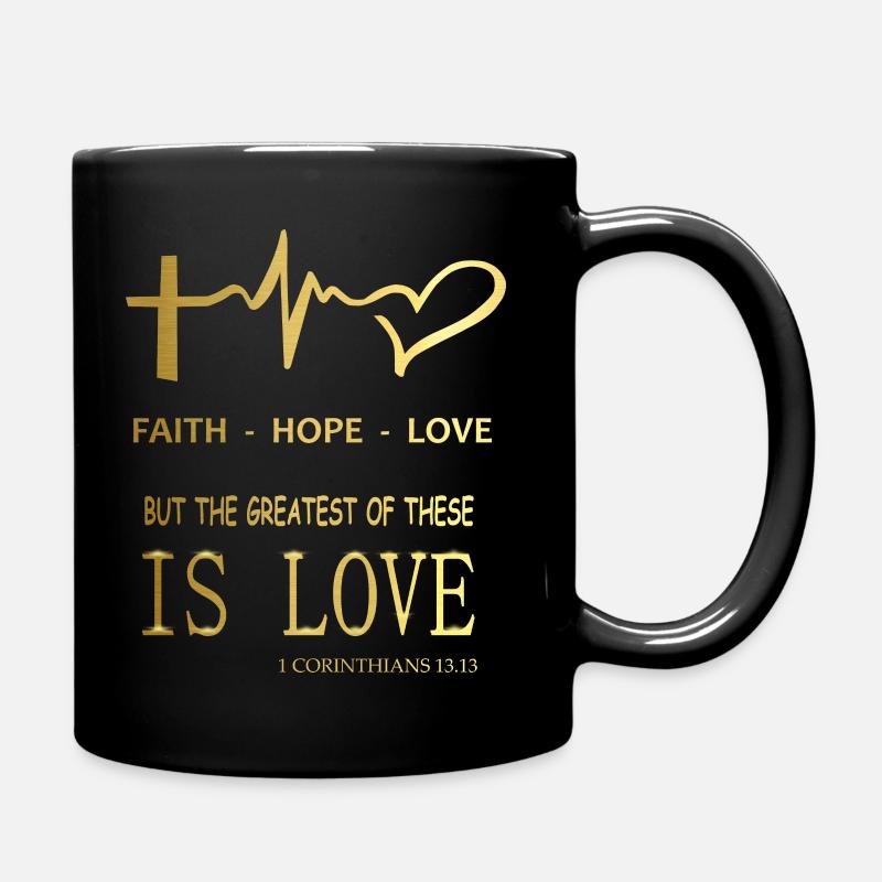 GLAUBE HOFFNUNG LIEBE - GOLD - Tasse einfarbig - Schwarz