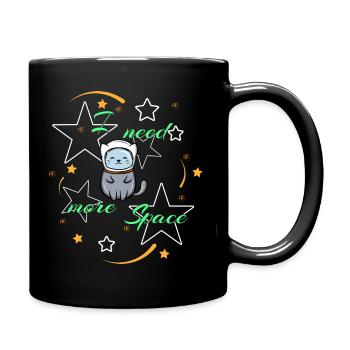 Katze Katzen Weltraum Astronomie Miau Katzenshirt - Tasse einfarbig - Schwarz - Rechts