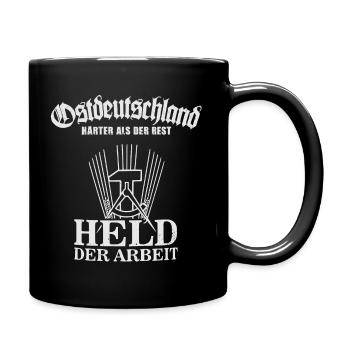 DDR Ostdeutschland Held der Arbeit - Tasse einfarbig - Schwarz - Rechts