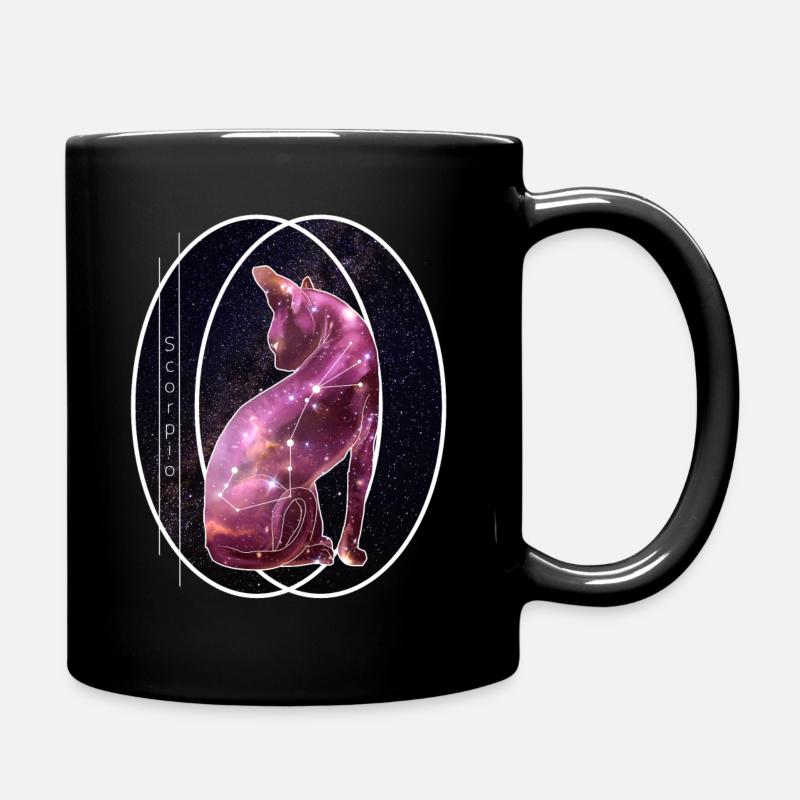 Scorpio Sternzeichen Skorpion Katze Geschenk Stern - Tasse einfarbig - Schwarz