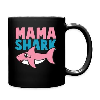 Haifisch - Schirt Shark Mama Geschenkidee - Tasse einfarbig - Schwarz - Rechts