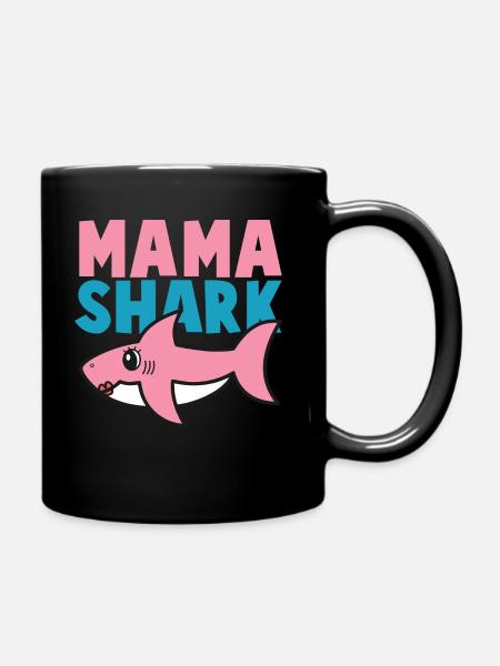 Haifisch - Schirt Shark Mama Geschenkidee - Tasse einfarbig - Schwarz