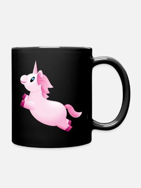Smiley Unicorn - Tasse einfarbig - Schwarz