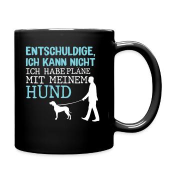 Hunde – Shirt Hundepapa Hundeglück Pfote Geschenk - Tasse einfarbig - Schwarz - Rechts
