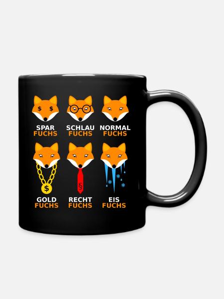 Füchse in verschiedenen Themen - Tasse einfarbig - Schwarz