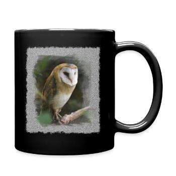 kluge Eule Schleiereule Aquarell Foto Kunst Natur - Tasse einfarbig - Schwarz - Rechts