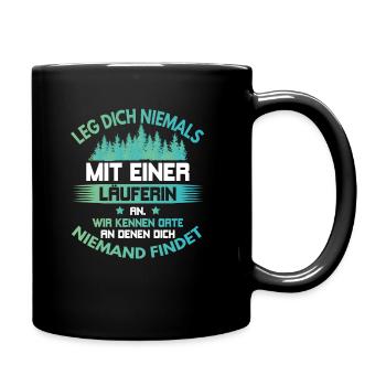 Joggen – Shirt Läuferin Freizeit Geschenk - Tasse einfarbig - Schwarz - Rechts