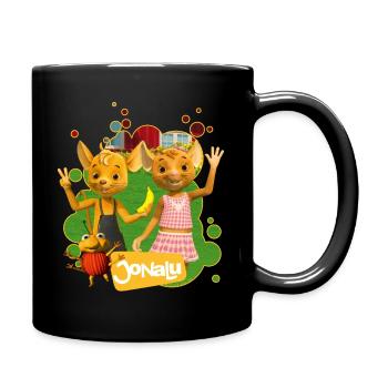 JoNaLu Jo Naya and Lu wave happily - Full Colour Mug - black - Right