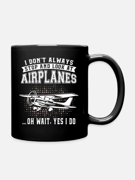 Look At Airplanes - Full Colour Mug - black